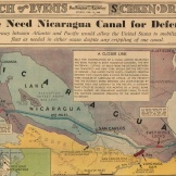 Mapa de 1939 do San Francisco Examiner argumentando a necessidade de uma alternativa no caso de o Canal do Panamá ser atacado ou sabotado. Fonte: Coleção de Mapas de David Rumsey.